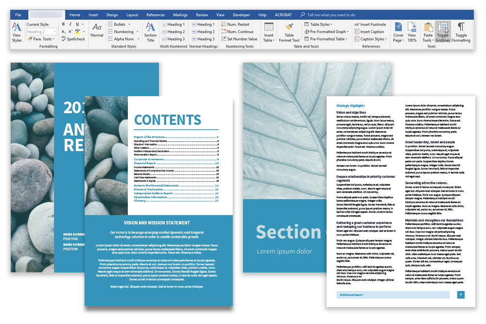 Microsoft Templates with custom ribbon for quick formatting